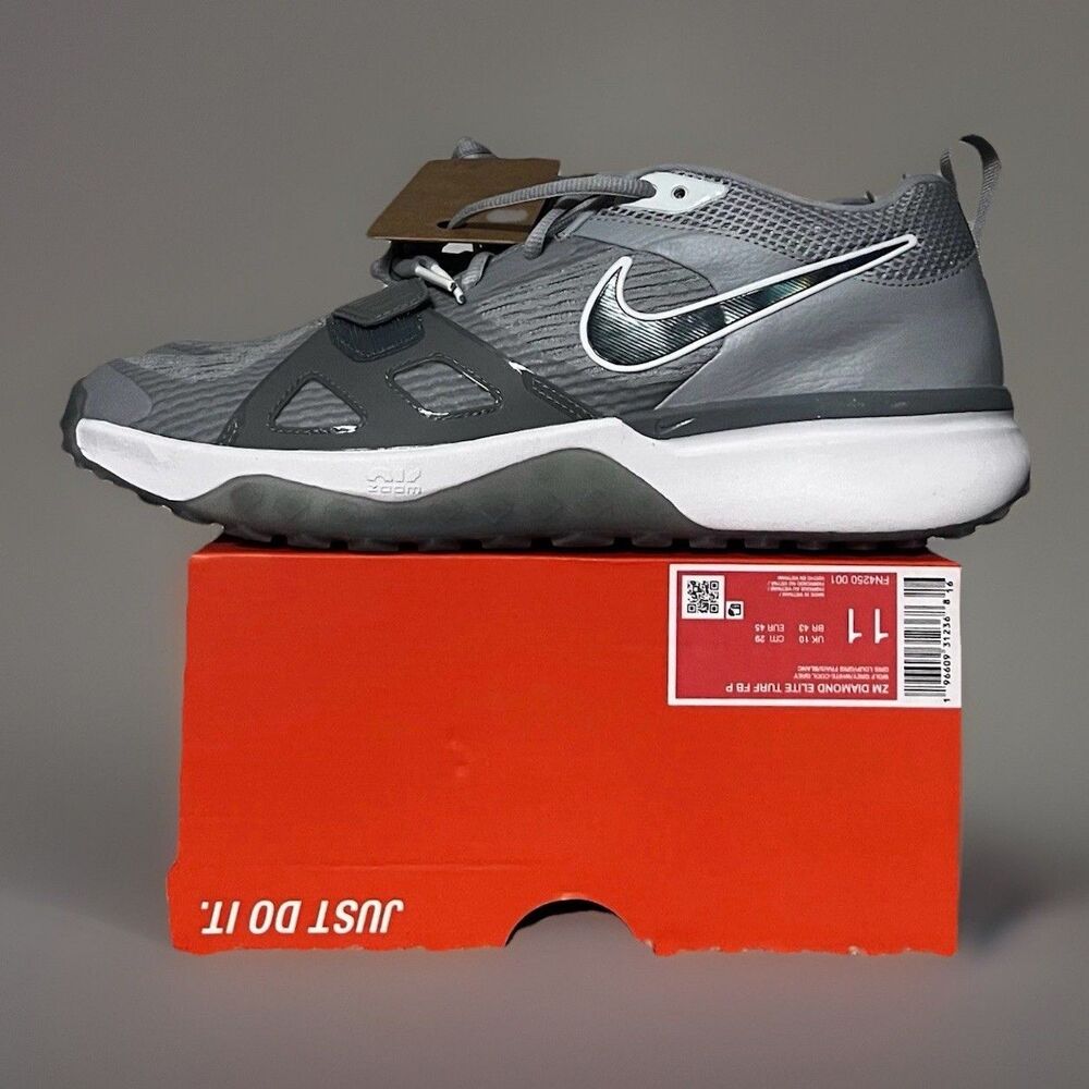 Size 11M- Nike Air Zoom Diamond Elite Turf TB Baseball Shoes Gray FN4250-001 New